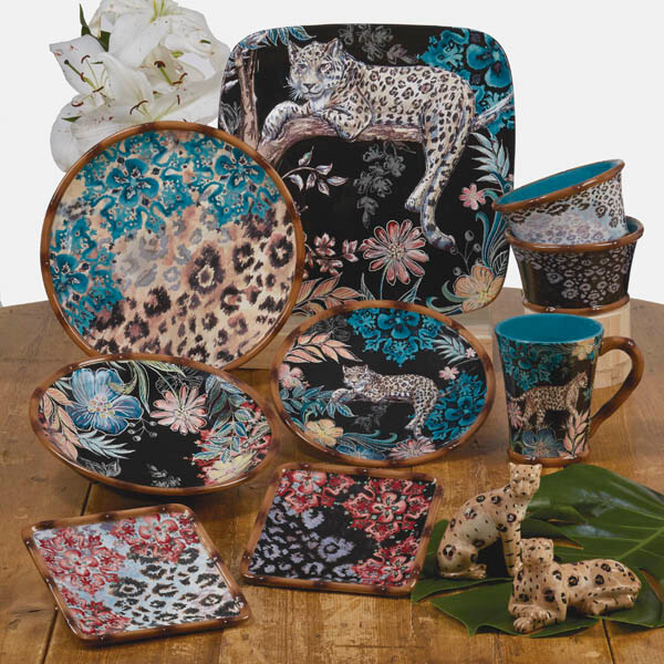 Leopard 23165 Exotic Jungle Ceramic Square Serving Platter 12.5" Tre Sorelle
