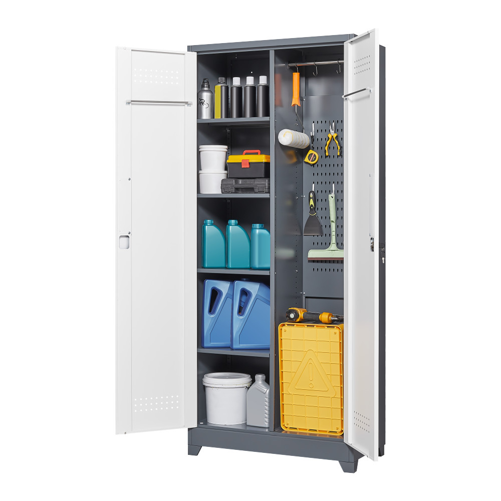72" Metal Locker Cabinet - Locking Doors - Adjustable Shelves - Utility Storage