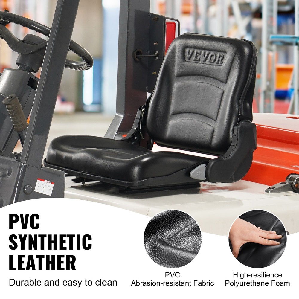 VEVOR Universal Forklift Seat Fold Down Forklift Seat with Adjustable Angle Back