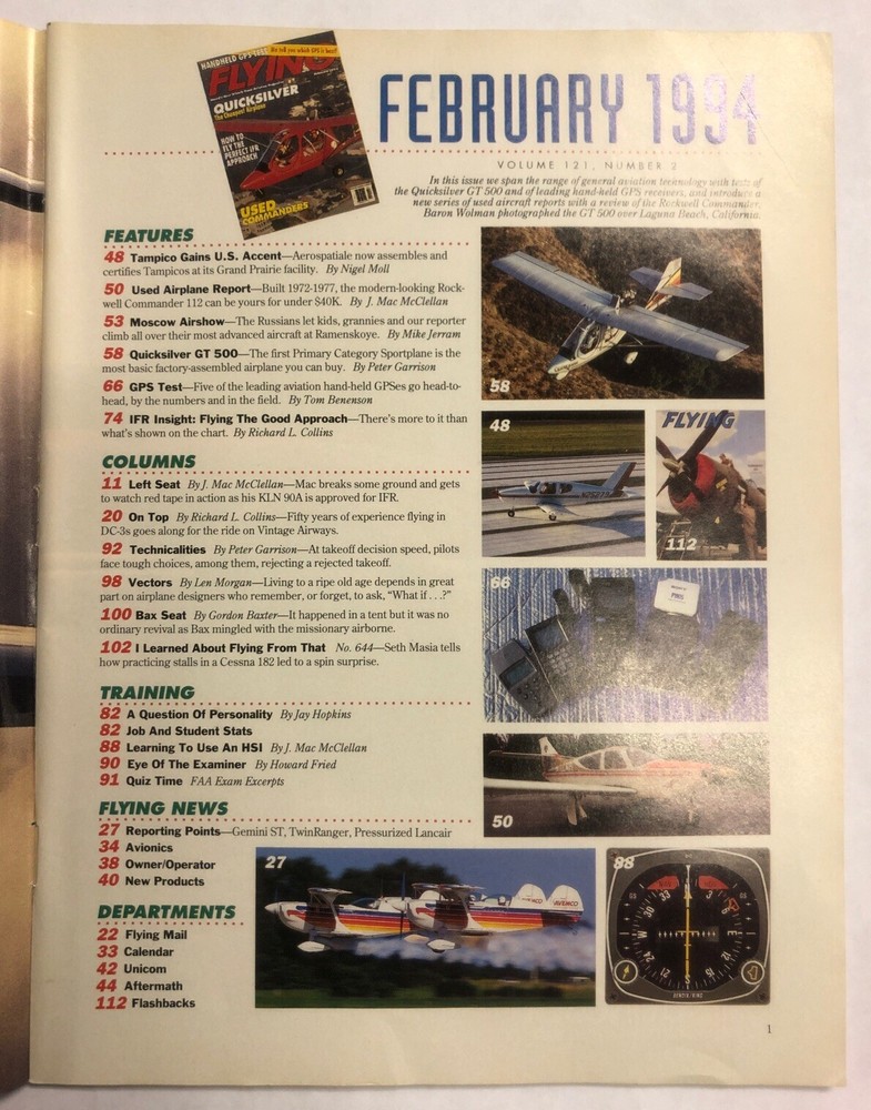 Nine 1994 Issues of Flying Magazine