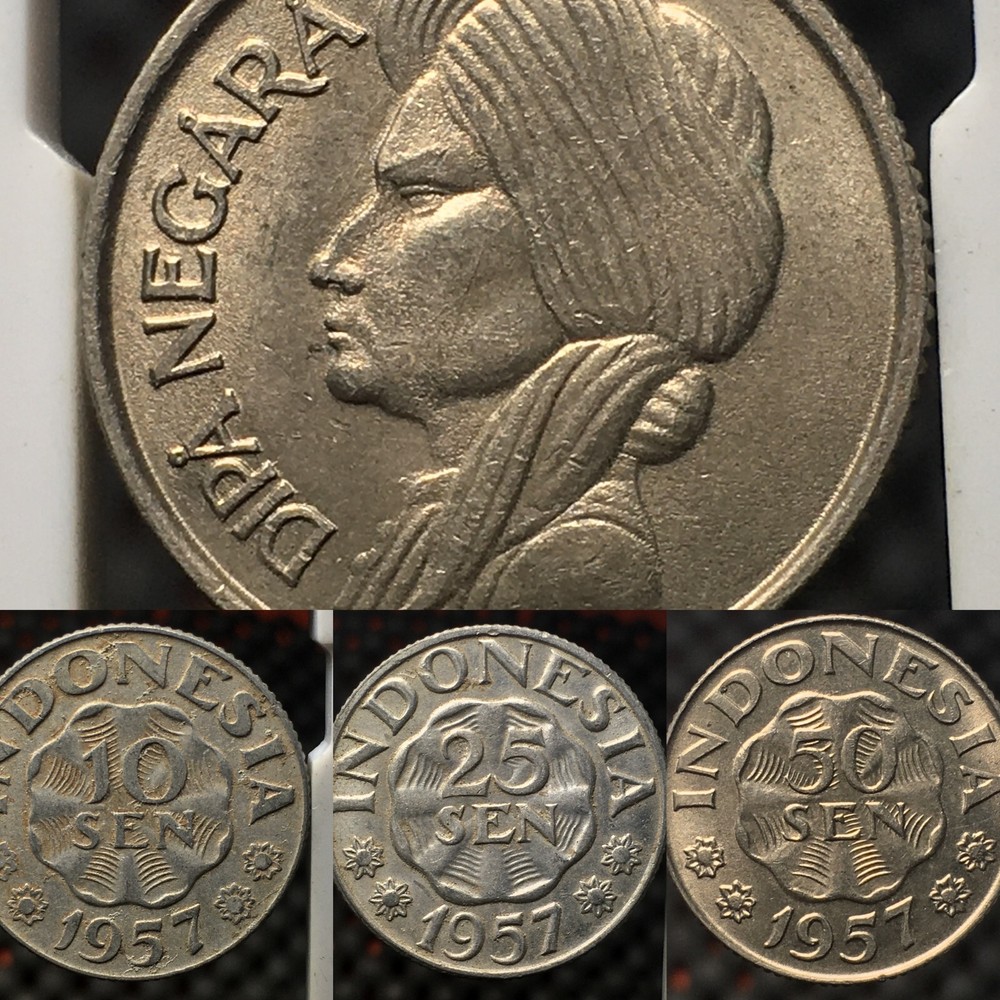 INDONESIA 1957 10 25 & 50 SEN