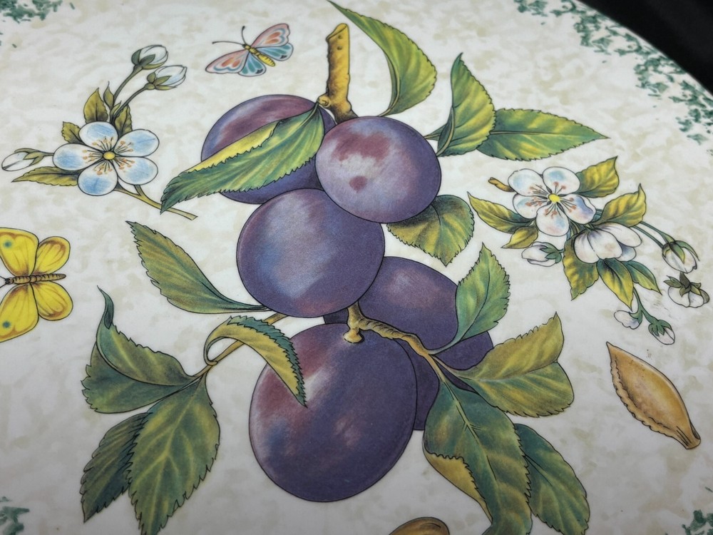 Himark "FRUIT / PLUMS" Ceramic Pedestal Cake Stand ~ 13" Diameter