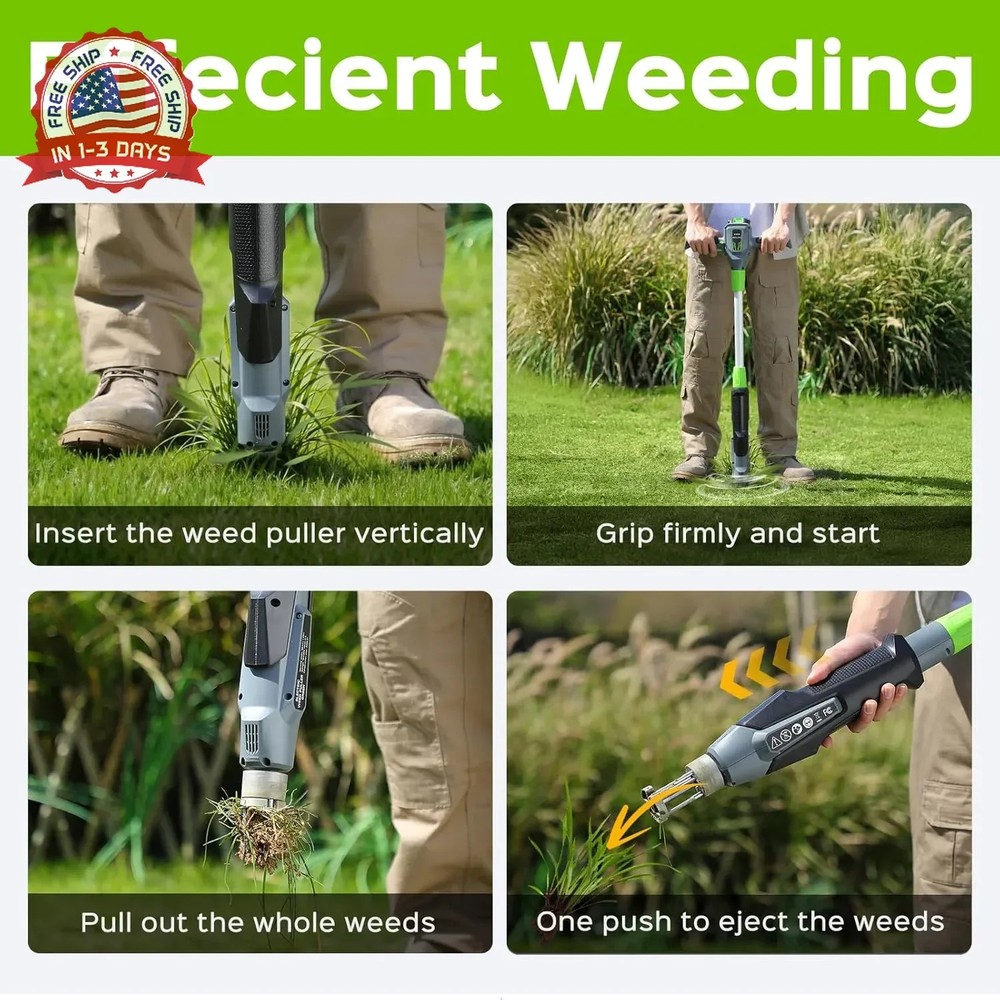 Weed Puller Tool, 21V Powerful Garden Tools Electric Weeding Tool with 2.0Ah Bat