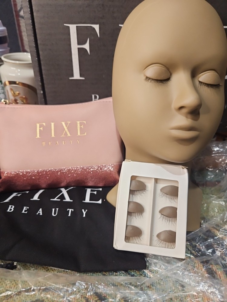 Fixe Beauty Eyelash Extension Training Kit – Practice Mannequin Head, Lashes,