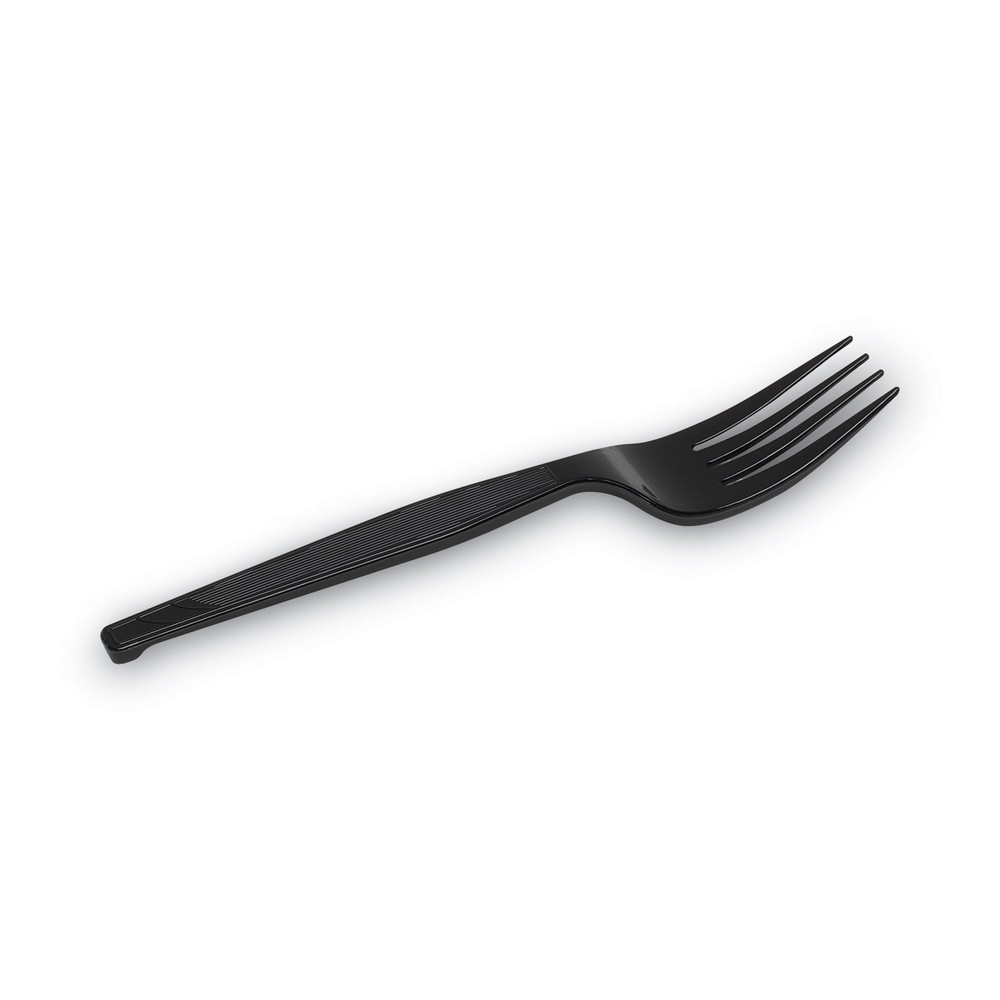 Dixie® Individually Wrapped Heavyweight Utensils, Fork, Plastic, Black, 1000/Car