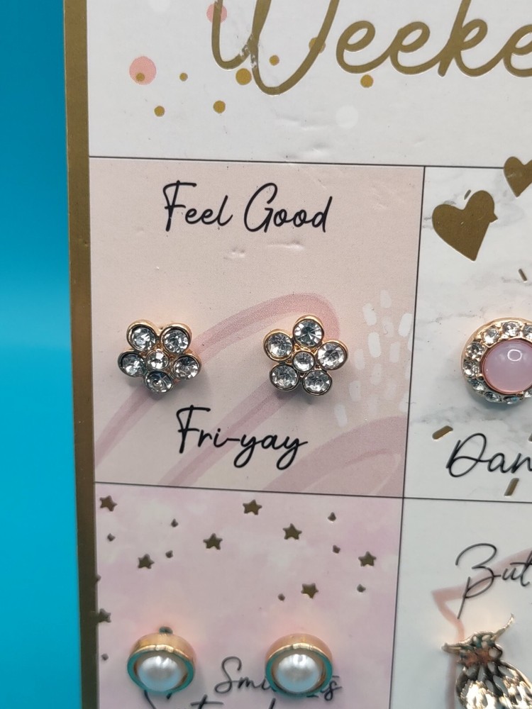 WEEKEND VIBES6 Pk Embellished Earring Set