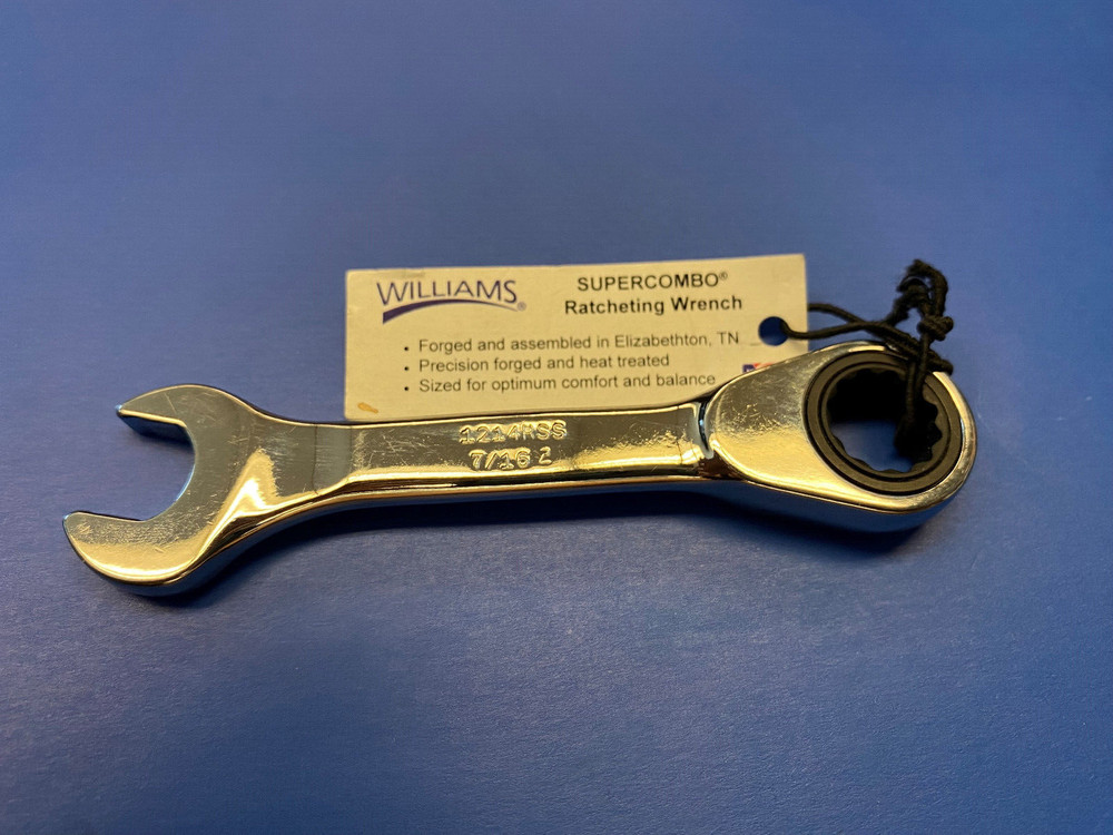 WILLIAMS 1214RSS 7/16IN COMBO RATCHETING WRENCH SHORT HANDLE
