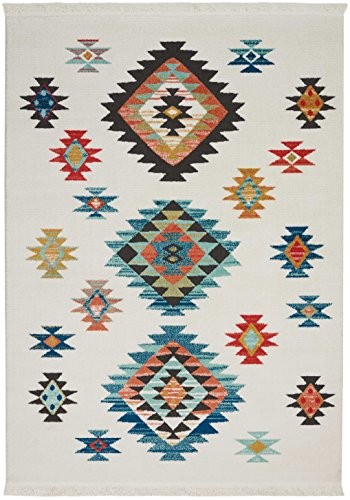 Transitional Decor Transitional White 5'3'' x 7'6'' Area-Rug, Easy-Cleaning,