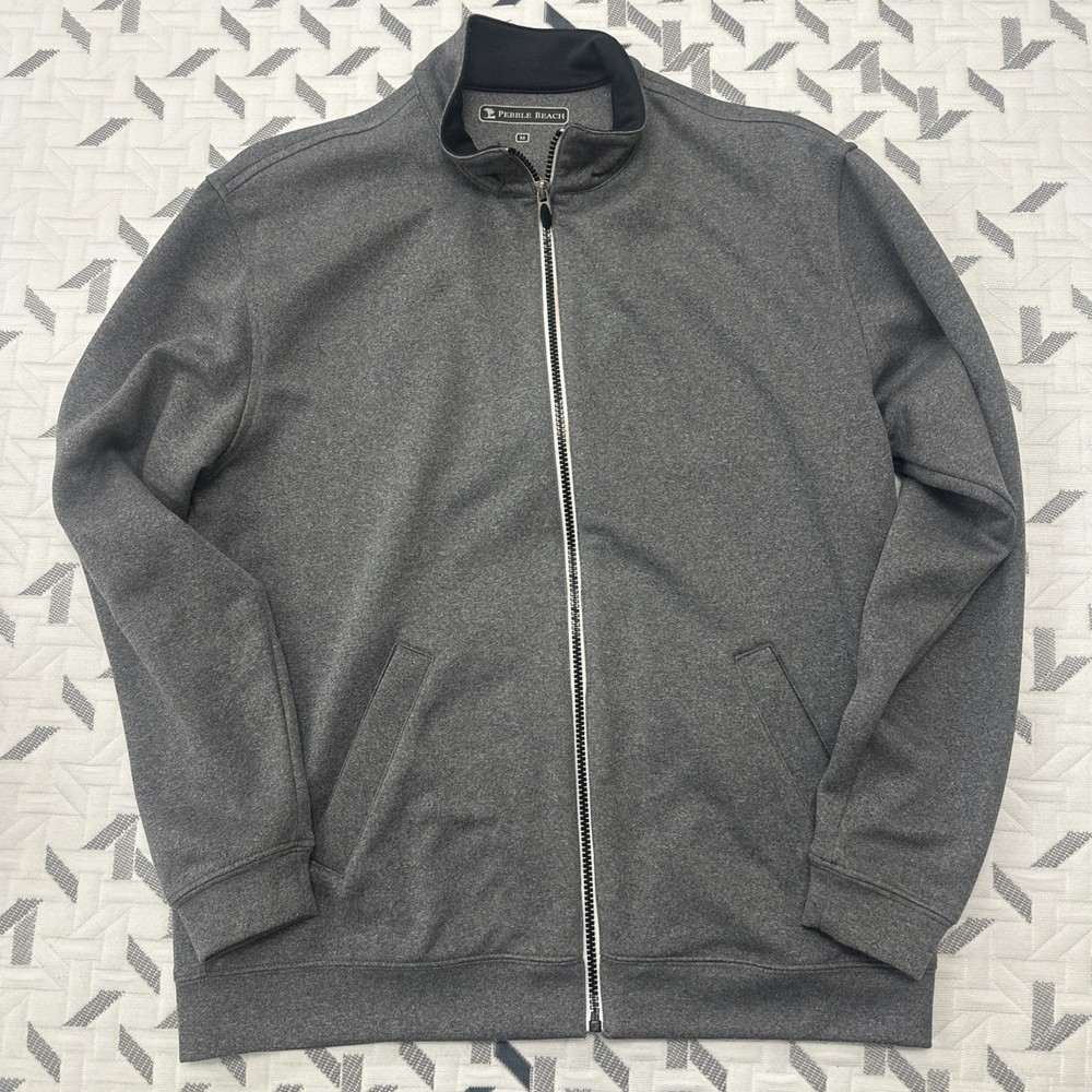 Pebble Beach Full Zip Polyester Jacket Men's Medium Gray Performance