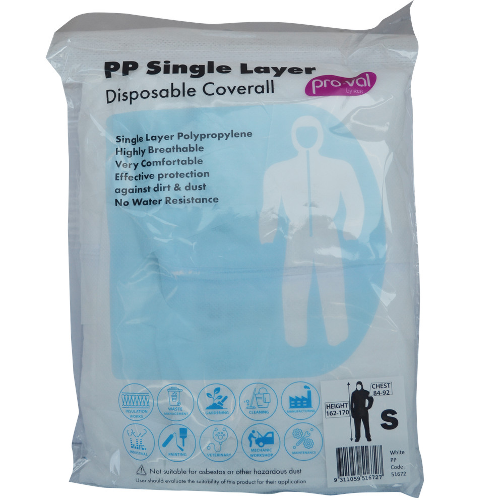 Pro-Val PP Single Layer Disposable Coverall - Size Small