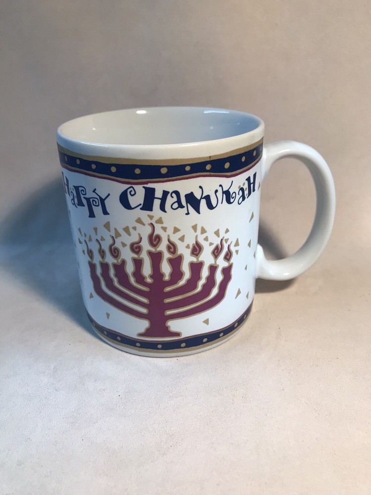 Happy Chanukah & Jerusalem Ceramic Coffee Mugs Judaica