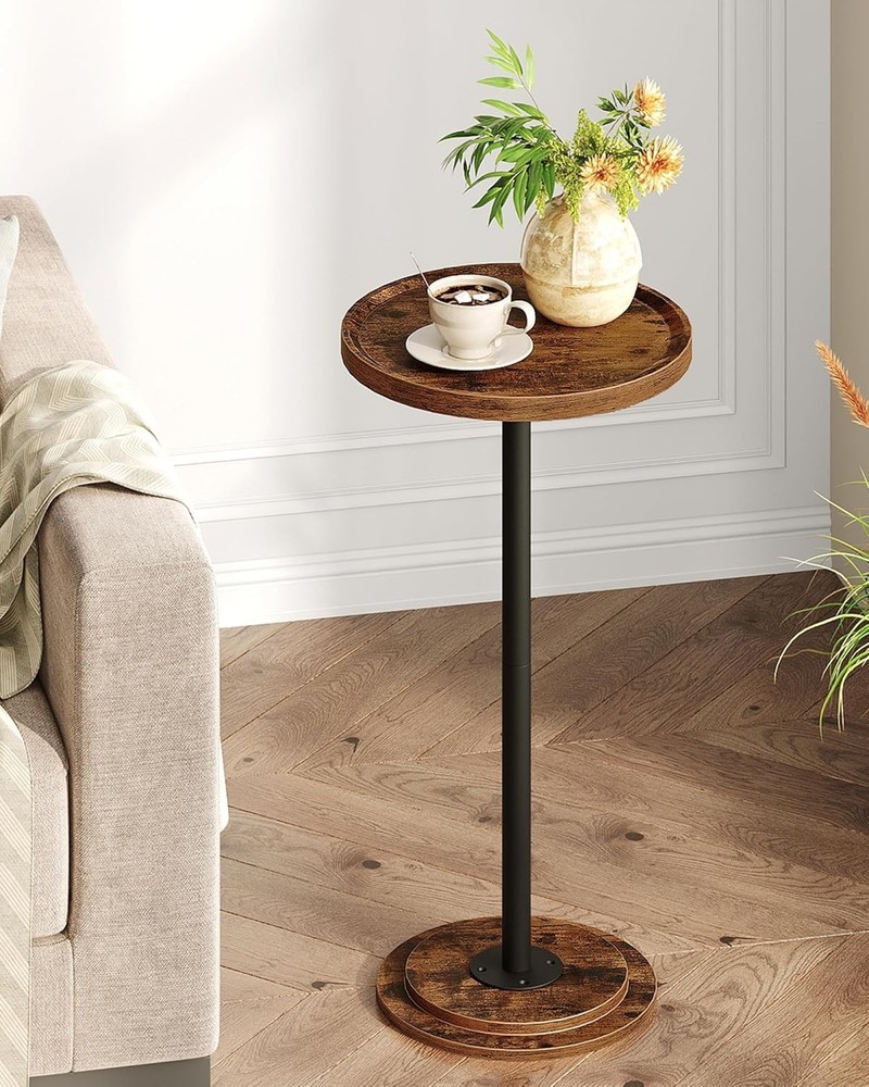 Small Round Side Table Drink Table Small Spaces Pedestal Cocktail Table