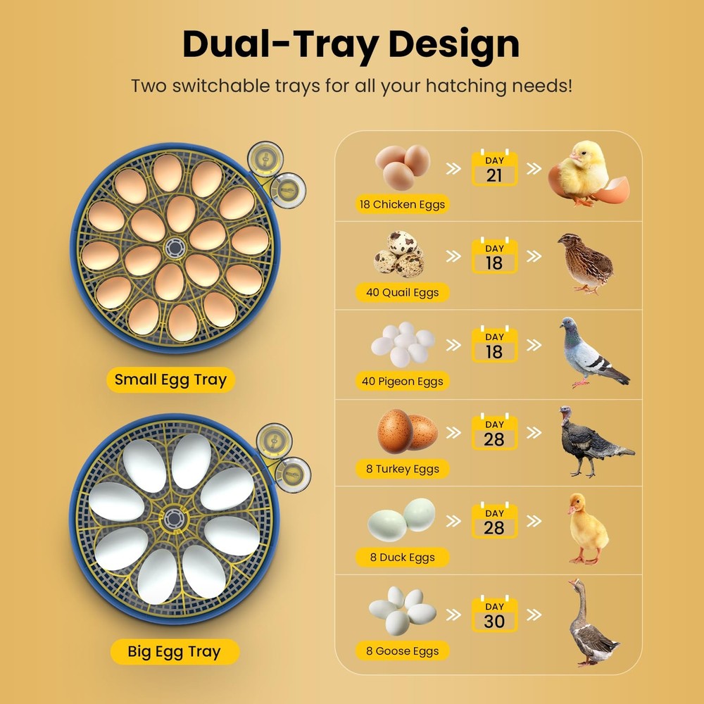 Incubators for Hatching Eggs, 18 Egg Incubator with Automatic Turning and Hum...