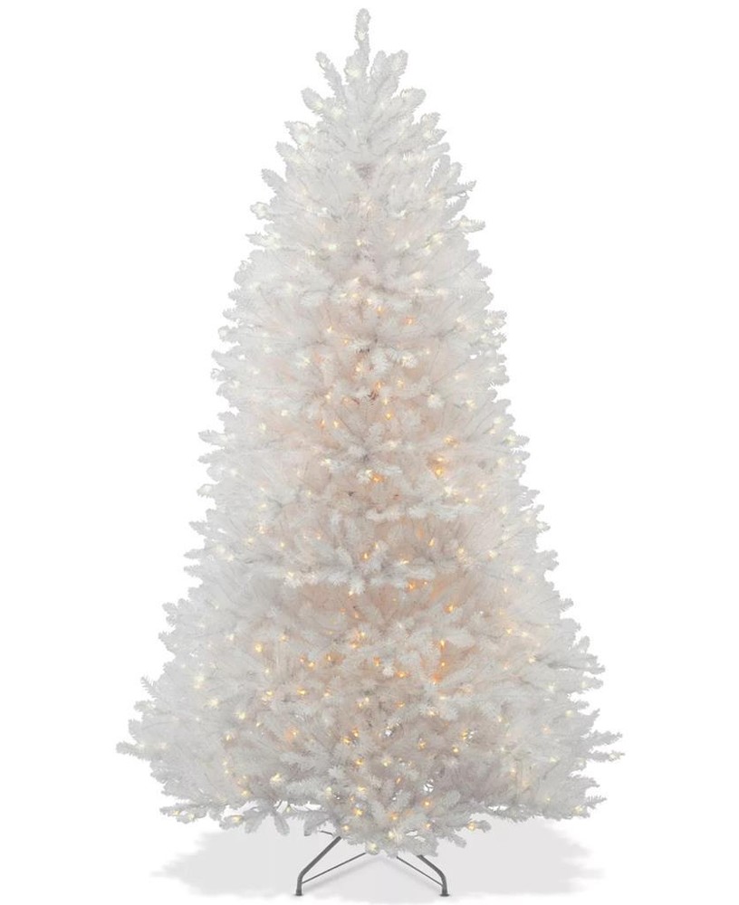 National Tree 6.5' Pre-Lit White Dunhill Fir Tree Artificial Full Tree