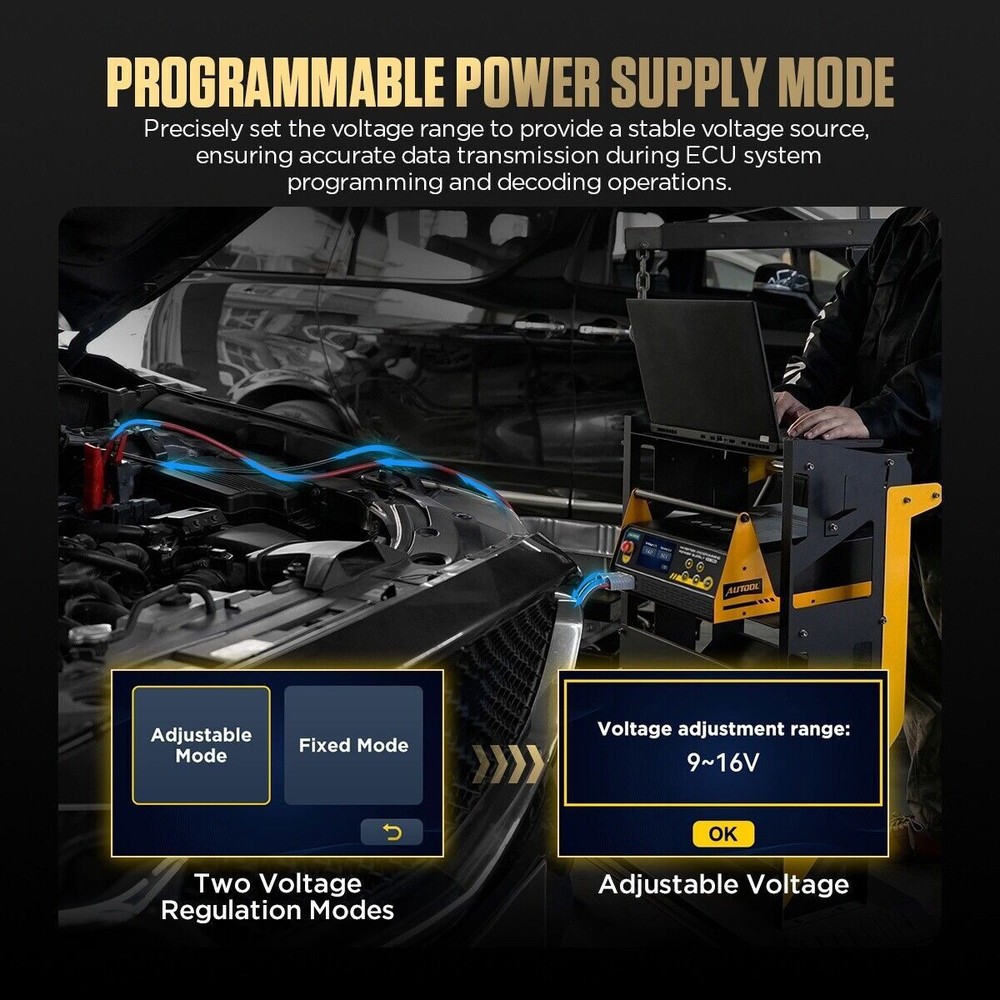 Programming ECU Emergency Power Supply Voltage Stabilizer Battey Charger Starter
