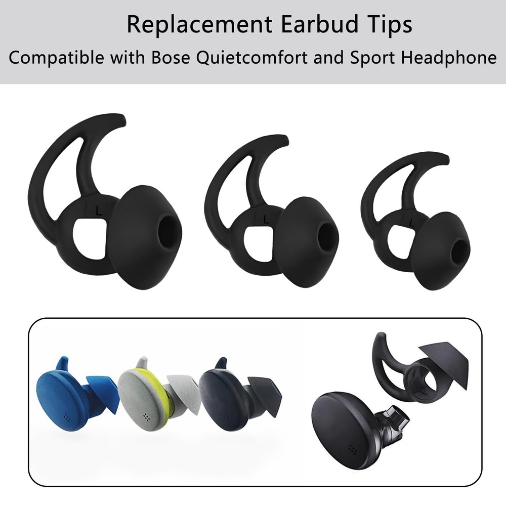 MMYQXI Earbud Replacement Tips Silicone Ear Medium, Black