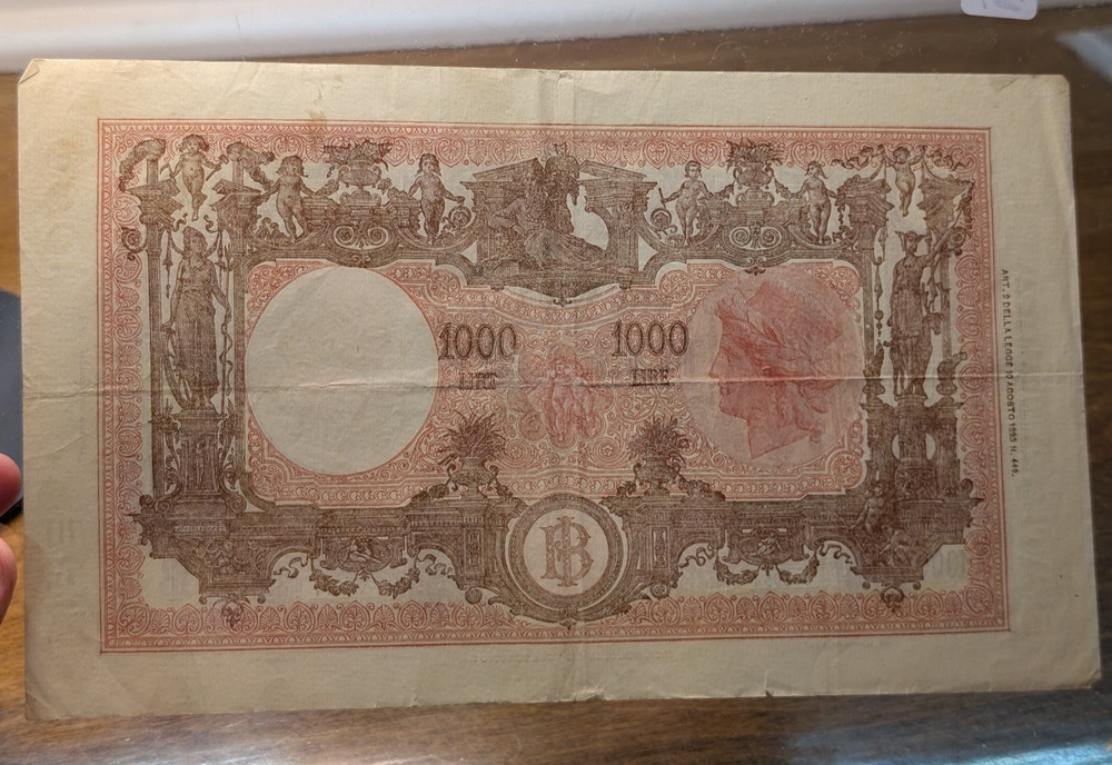 1943 Italy 1000 Lire Banknote