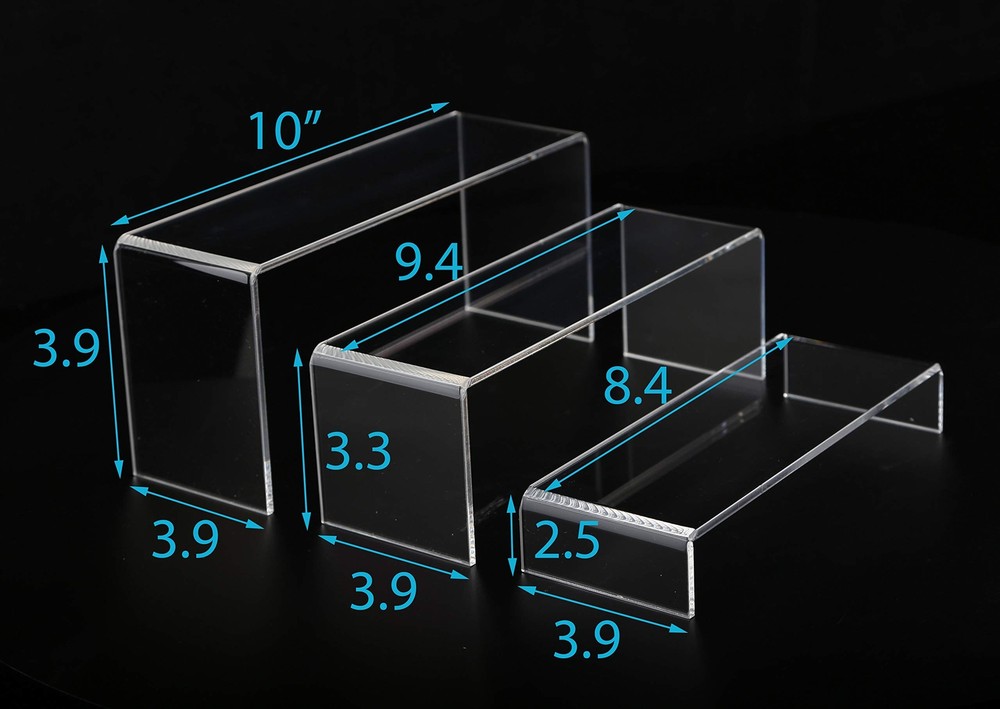 3 Pack Clear Acrylic Display Risers for Shelf Dessert Cupcake