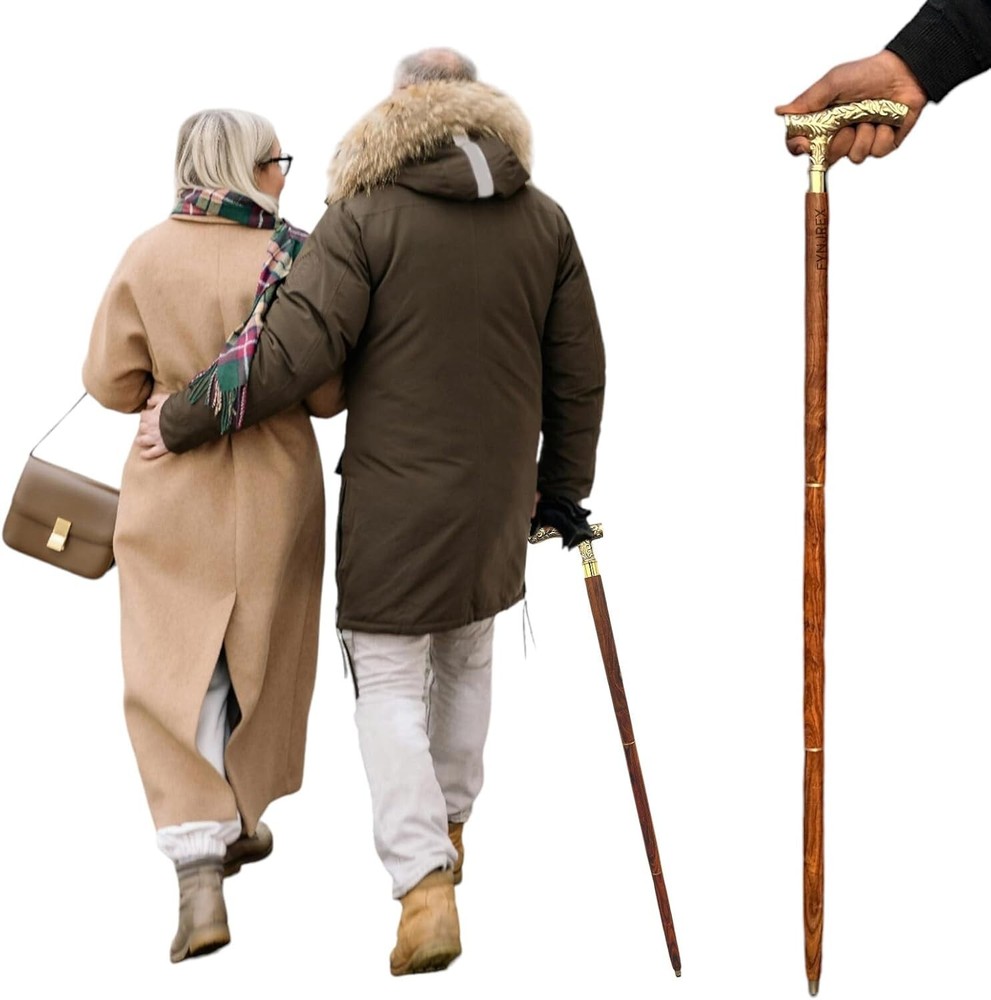 Nautical Brass Designer Embossed Handle Walking Stick - Ideal Unisex Gift.