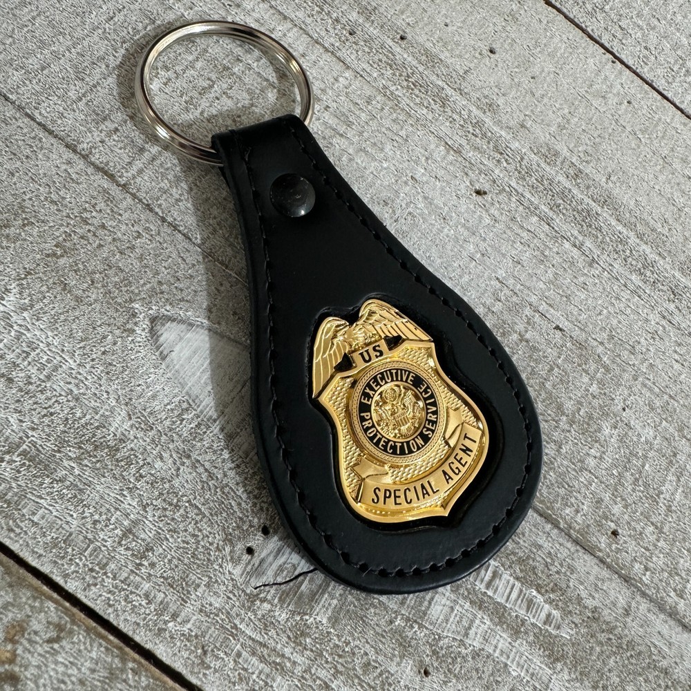 Executive Protection Service Special Agent - Mini Badge Leather Keychain