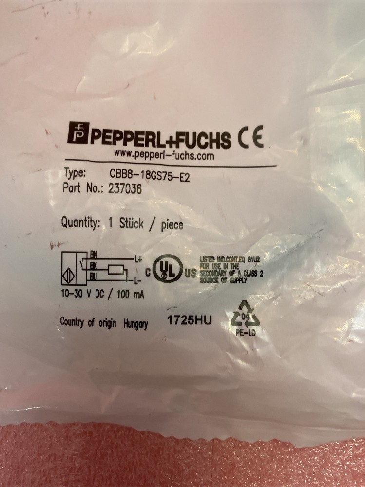 Pepperl + Fuchs CBB8-18GS75-E2 Proximity Sensor