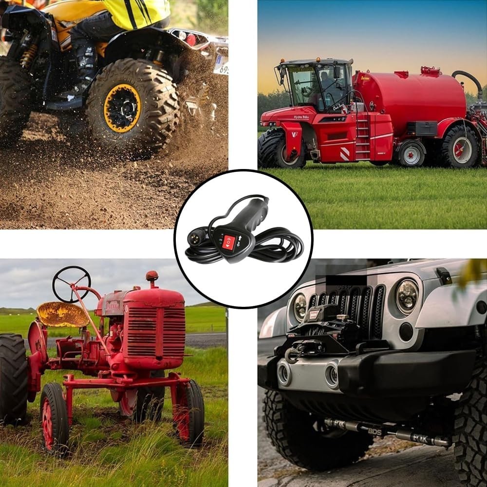 Handheld Plug-in 3-Pin Winch Remote Control 11.5" Cable ATV, Black