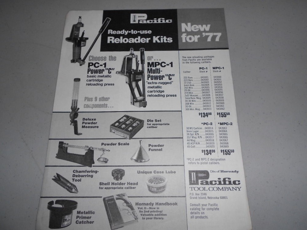 Vintage Pacific Tool Company Die Dies 1977