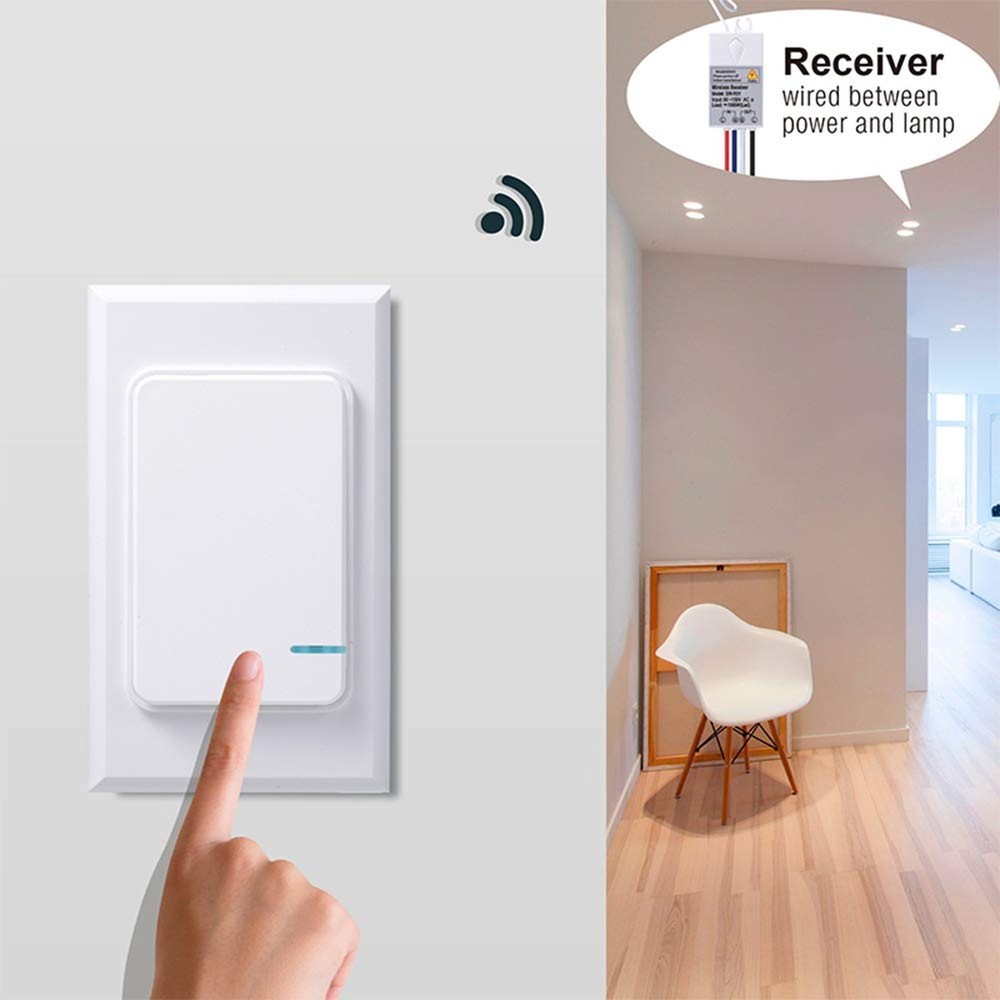 Thinkbee Wireless Light Switch and Receiver Kit, Mini Remote Control Switch w...