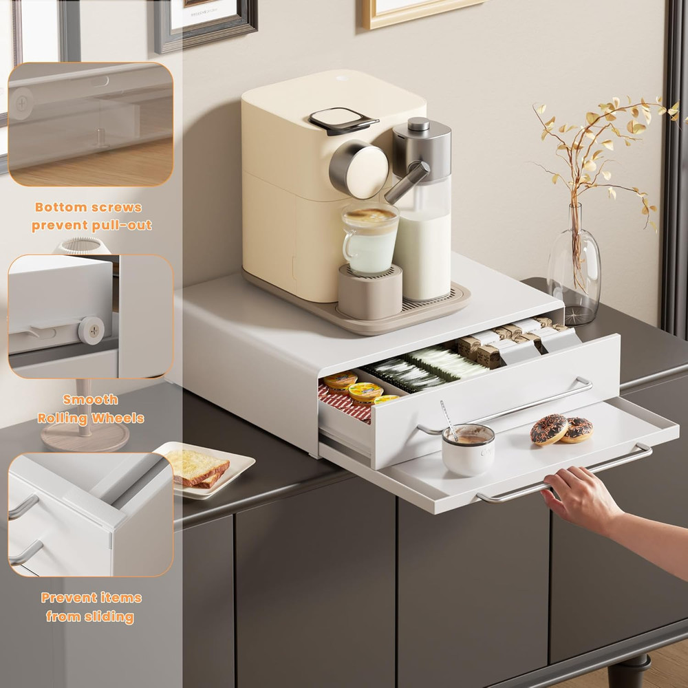 Space-Saving Microwave Stand with Drawer & Tray for Efficient Kitchen Storage
