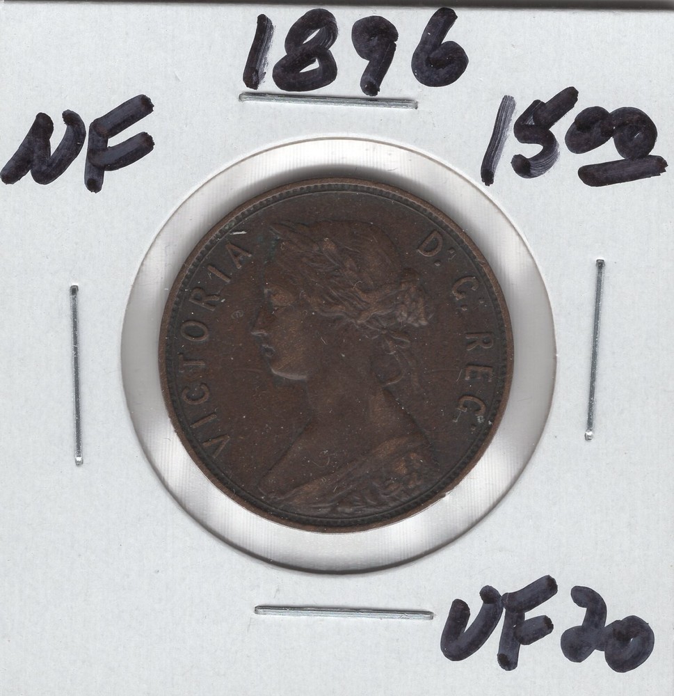 1896 Newfoundland Large 1 Cent Coin - VF