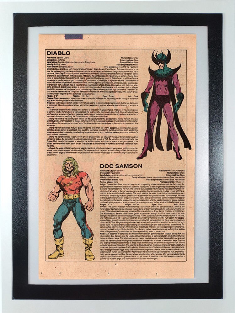 Diablo & Doc Samson - Official Handbook Marvel Universe - Framed Comic Book Page