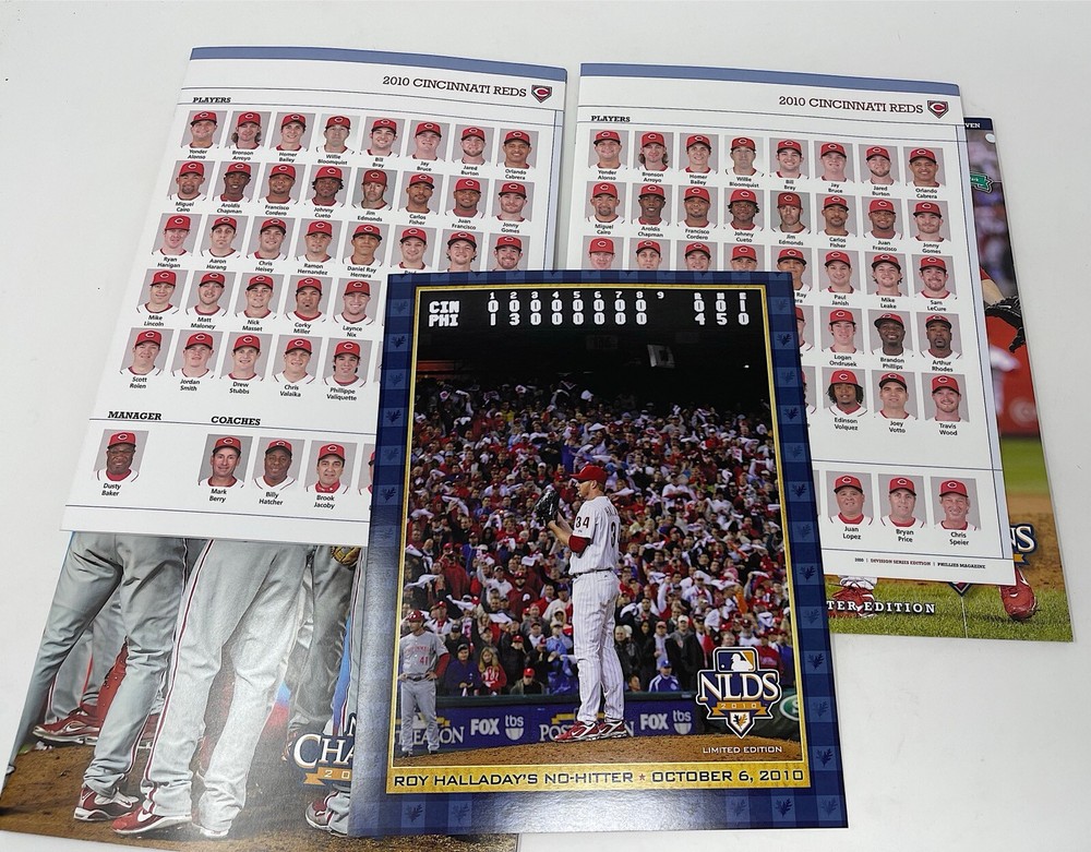2010 NLDS PHILLIES CINCINNATI REDS Program Roy Halladay NO HITTER (2)