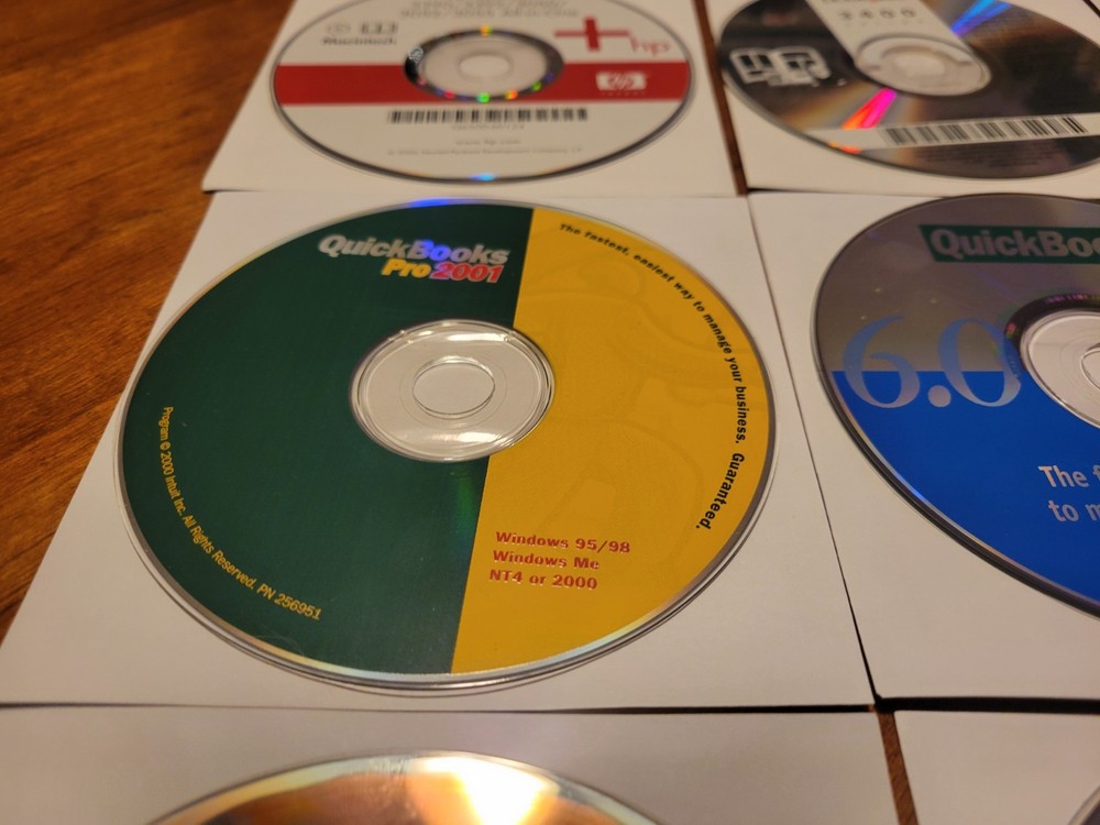 12 - Vintage Computer PC CD-ROM Software Loose Discs - Microsoft Quickbooks More