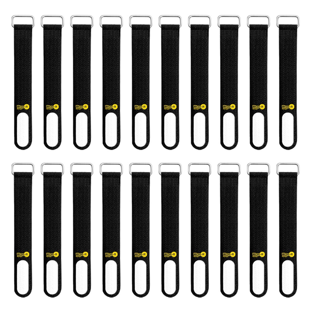 Cinch-Straps, 5-in (20-Pack) Black - Hook and Loop Strap with Write on Label ...