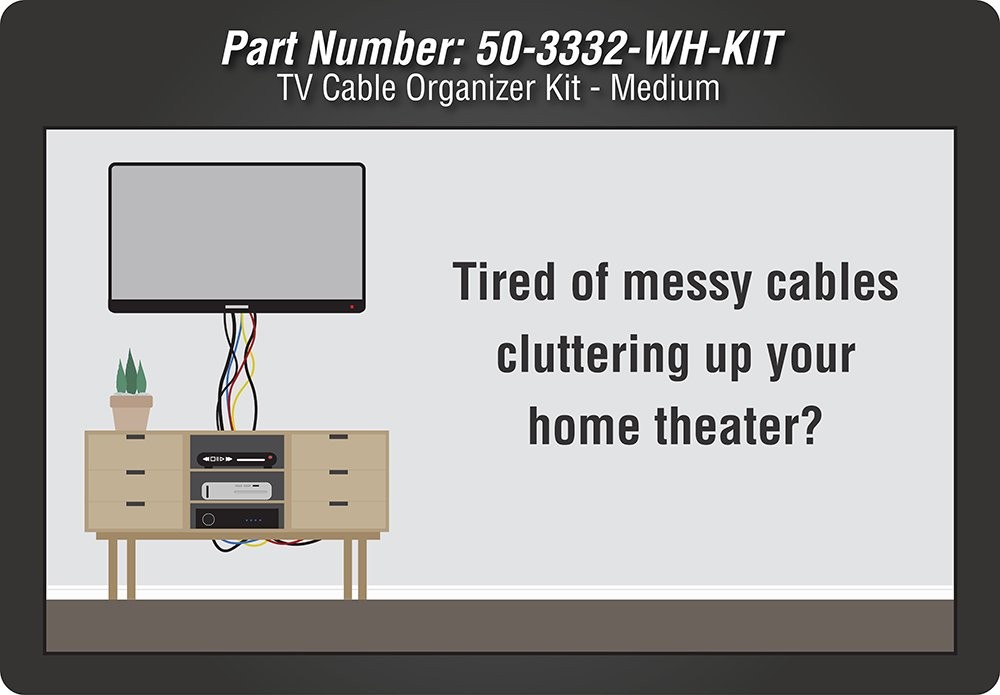 Datacomm Electronics 503332whkit Flat Panel Tv Cable Organizer Kit White
