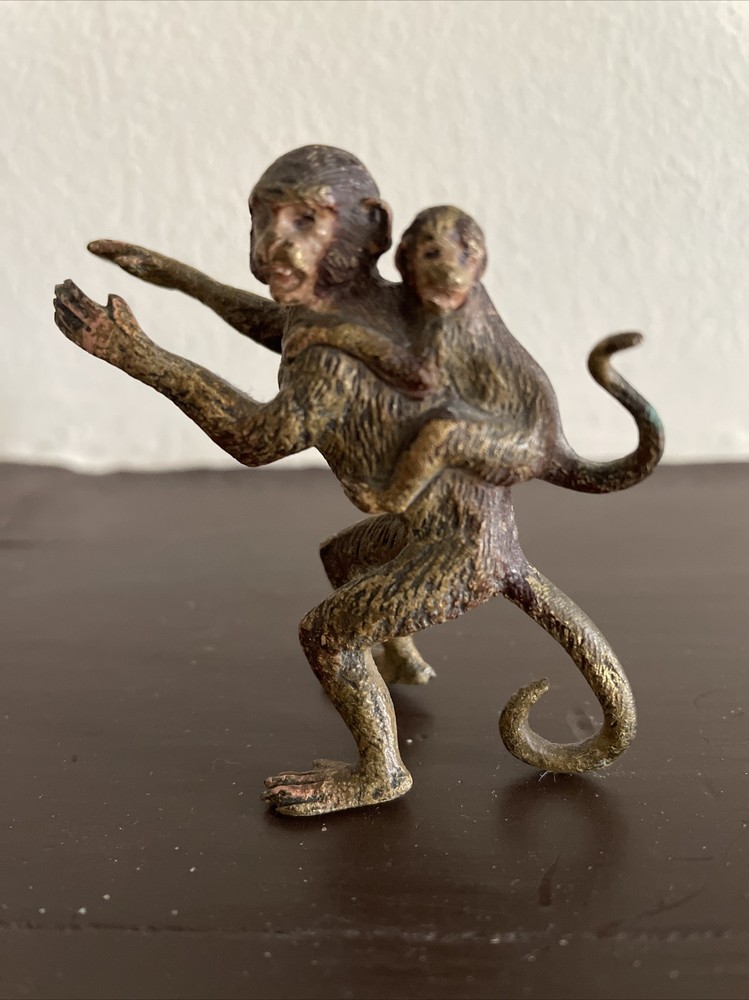 Vienna Bronze Cold Painted Monkey Offspring Baby Monkey