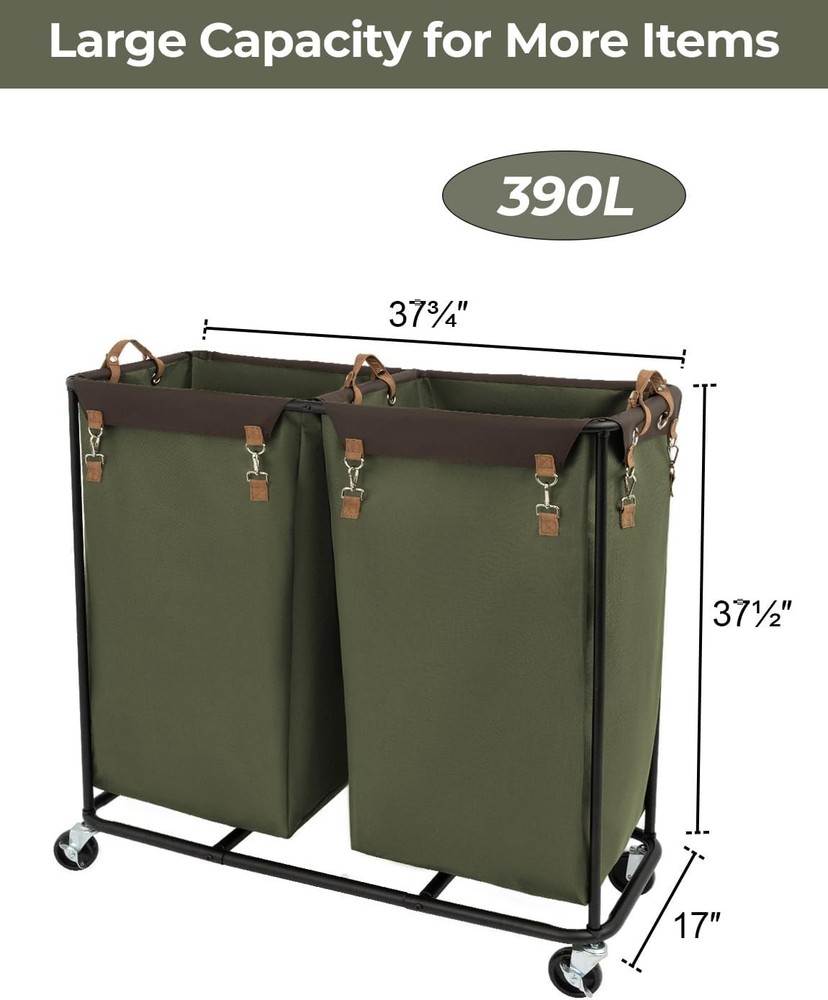 390L Extra Large Capacity Wheeled Laundry Basket