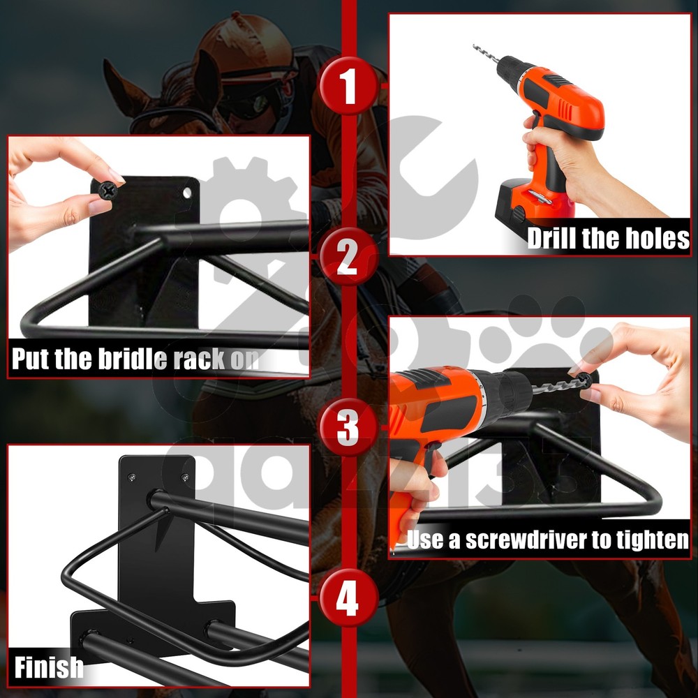2* Heavy Duty Wall Mounted Saddle Stand Saddle Pad Saddle Pad Rack Bracket Black