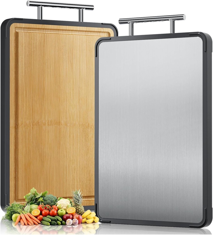 Titanium Bboo Cutting Board for Kitchen, Double Sided Cutting Board,