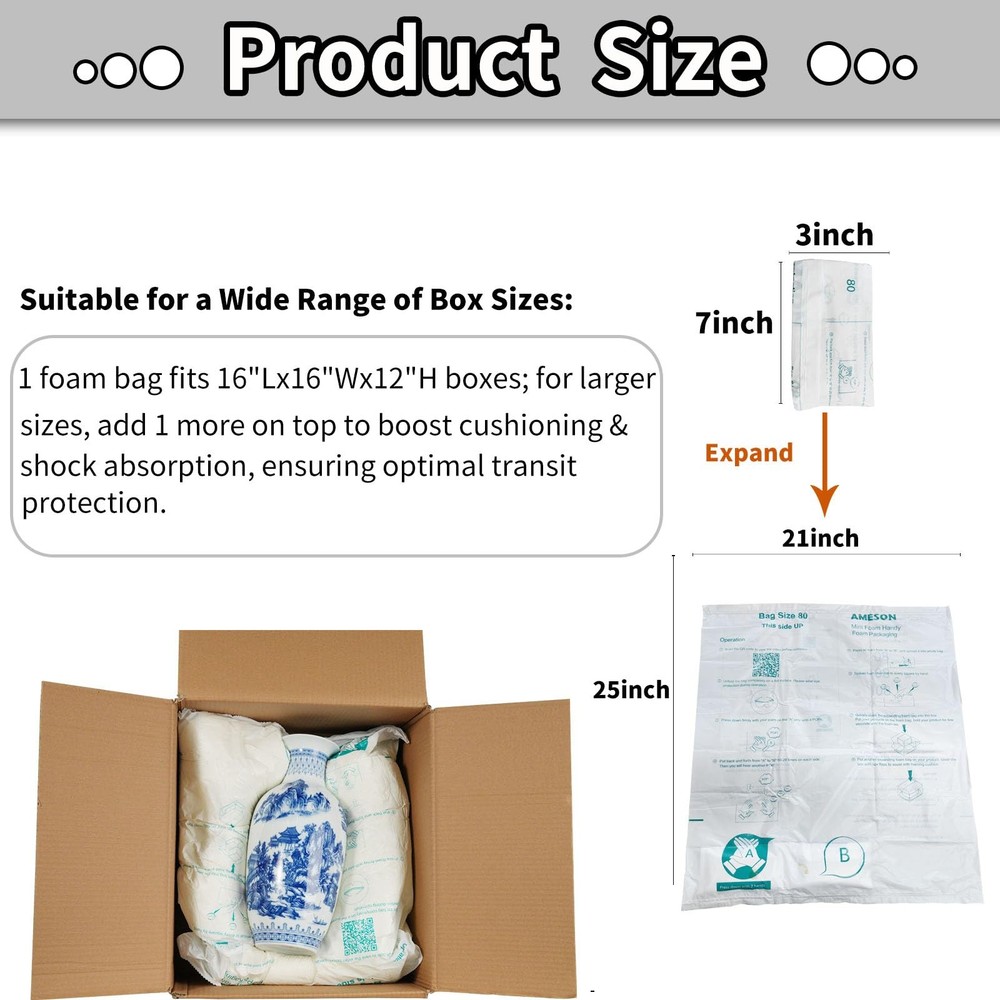 6 Pcs 21”x25” Expanding Foam Packaging, Fragile, Irregular & Valuable Items