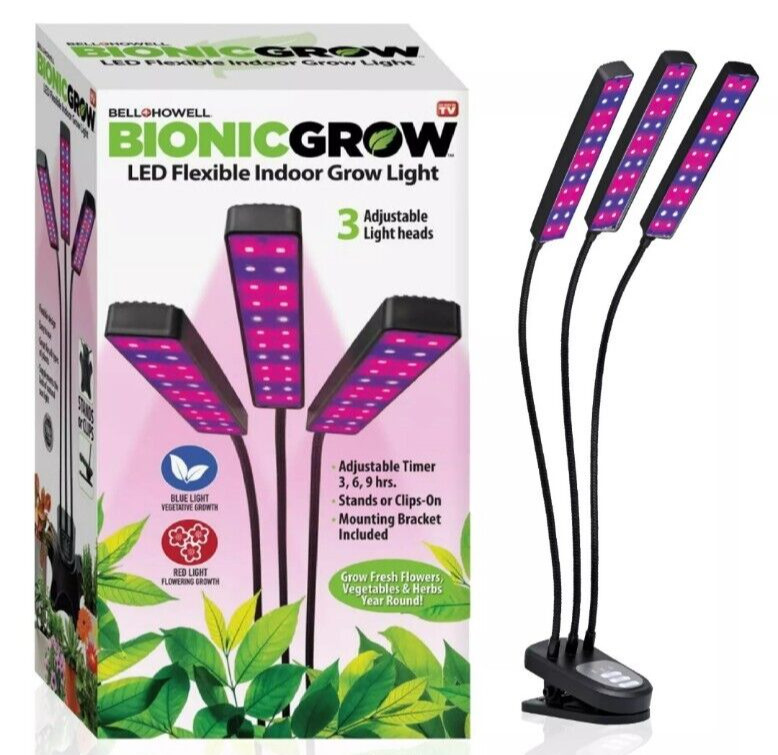 Bell + Howell Bionic LED Flexible Indoor Grow Light with 3 Adjustable Light Head