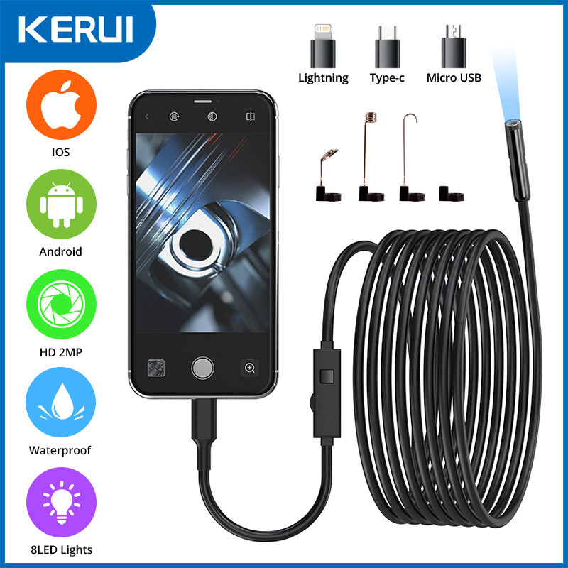 8LED WiFi Snake Borescope Endoscope 8mm Inspection Camera for iPhone Android iOS