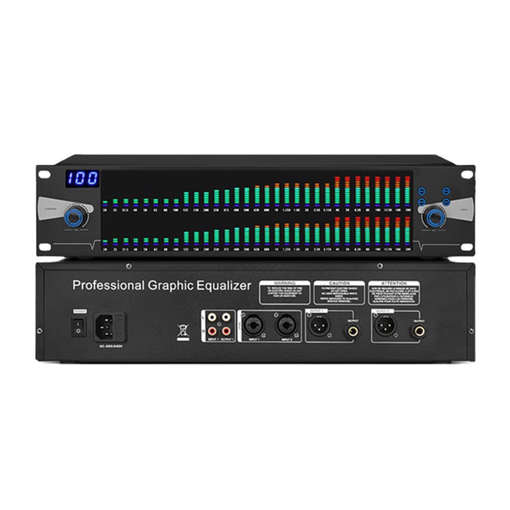 Graphic Equalizer Digital Equalizer Dual 31-Band Spectrum Display for Stage Home