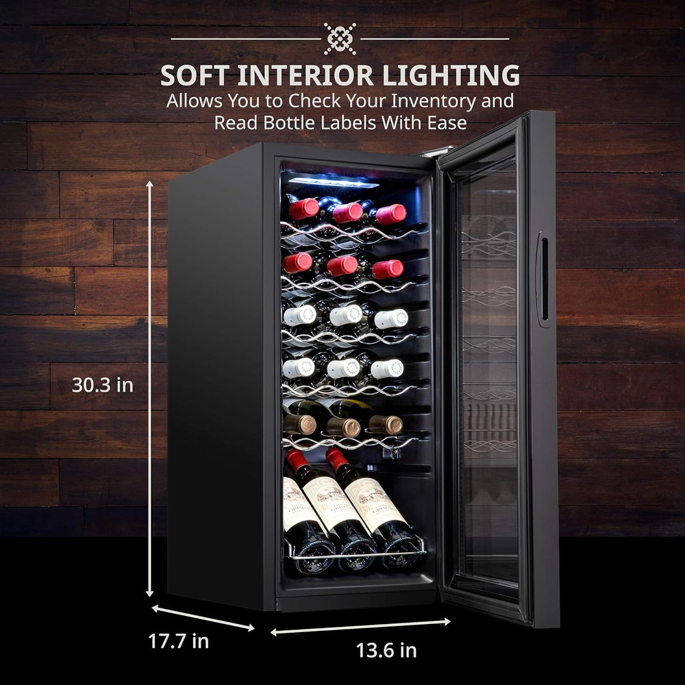 18 Bottle Compressor Wine Cooler Refrigerator W/Lock, Large Freestanding Wine Ce