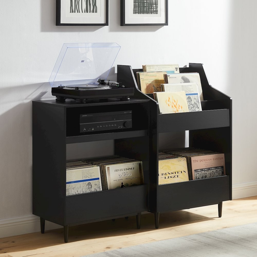 2-Piece Record Player Stand And Vinyl Storage Set