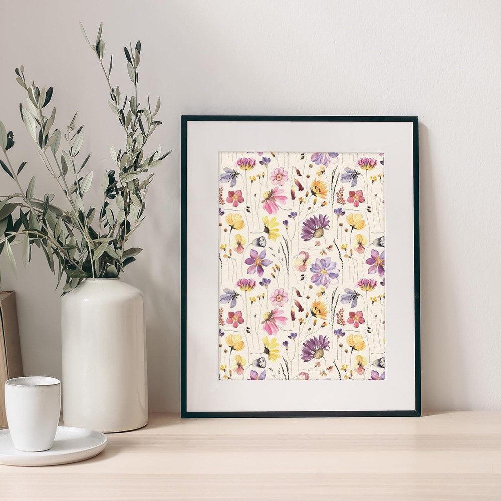 24 Sheets Wildflower Pattern Paper Spring Scrapbook Specialty Paper Watercolo...