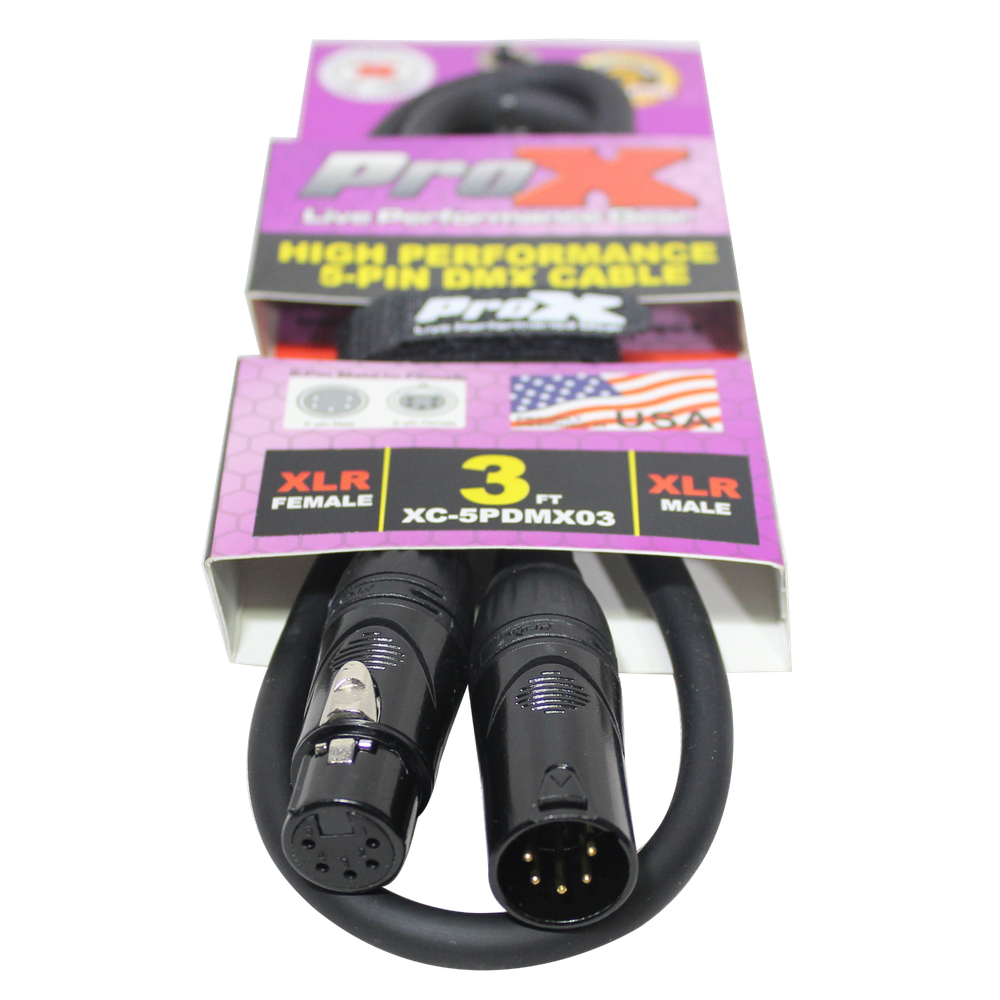 10 ProX 5 Pin High Performance Data Lighting DMX Cable 3FT