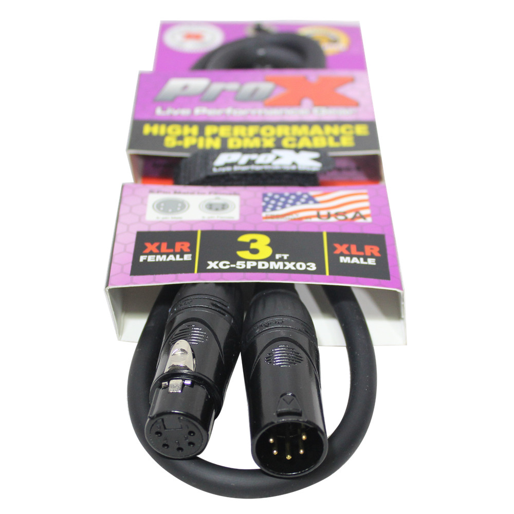 16 DMX Cables 5 Pin 3 ft High Performance Data DJ Stage Lighting Cable by PROX