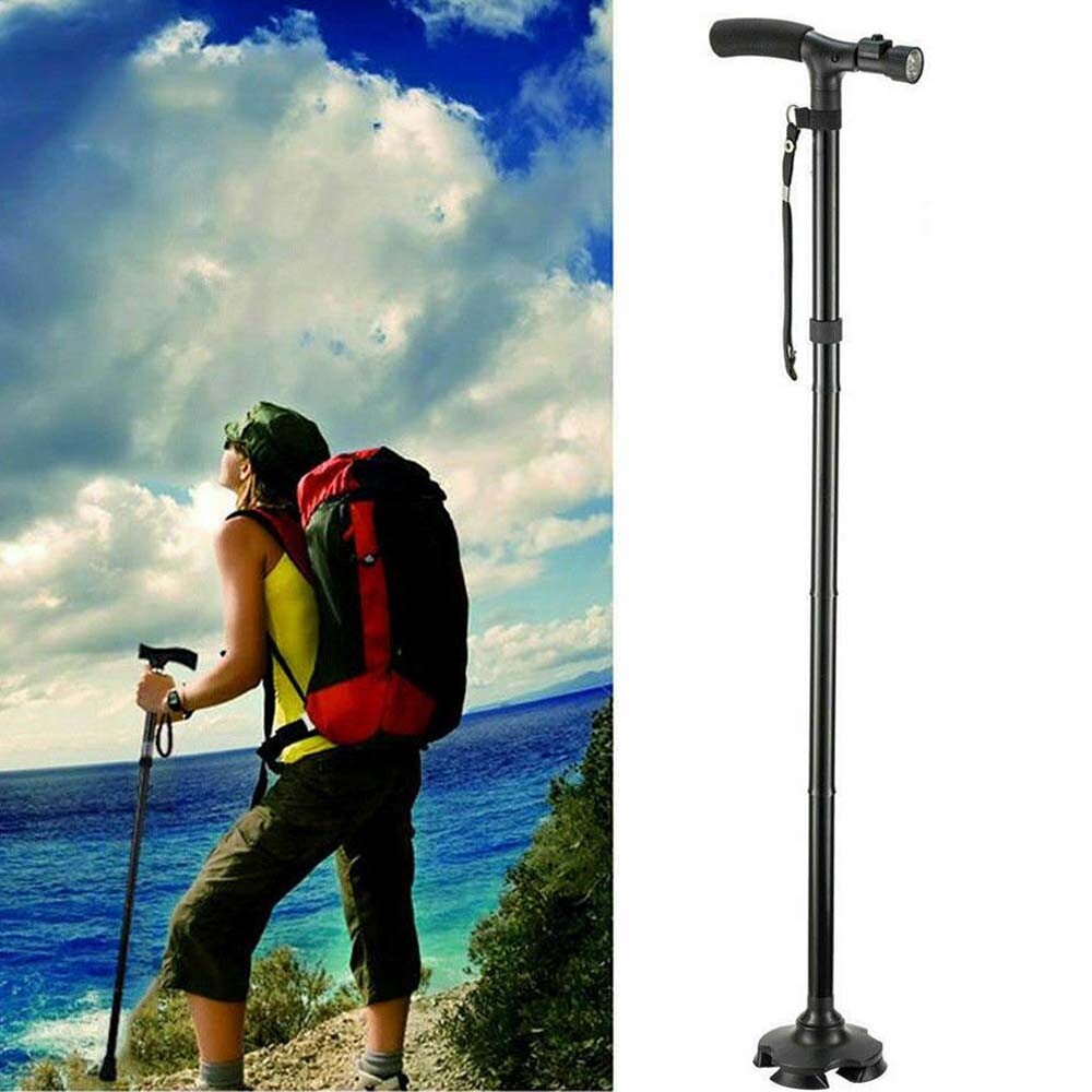 Retractable Safety Walking Cane Folding Adjustable Walking Stick With LED Light