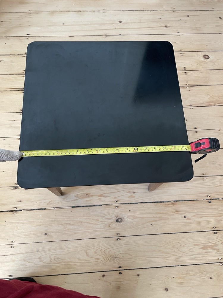 Vintage Lane Sequence Walnut Side Table MCM Black Laminate Top 1963